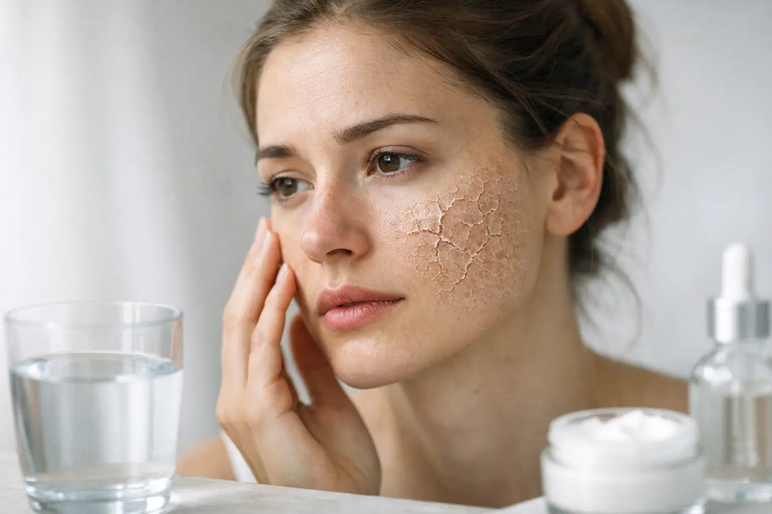 What causes dehydrated facial skin ?